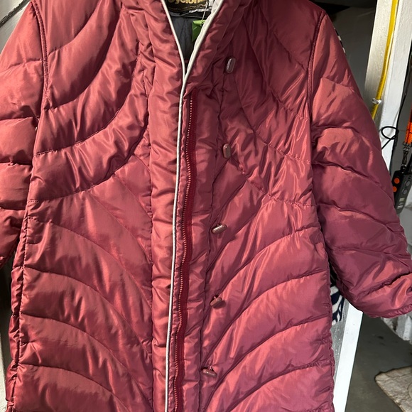 Vintage Down Parka - Women's Vtg Quilted Burgundy Parka - Size 14 - Picture 3 of 8